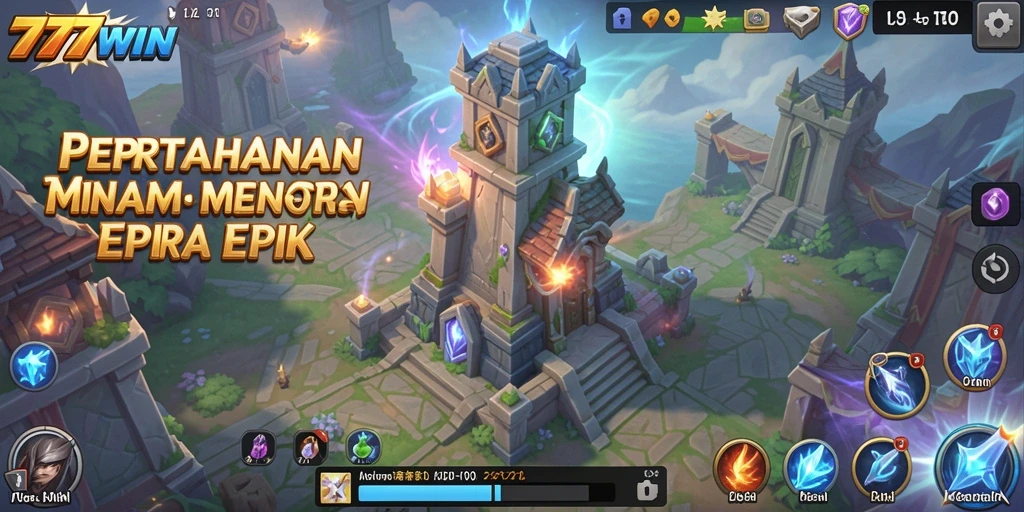 Tampilan gameplay 777WIN dengan menara yang berdiri kokoh.