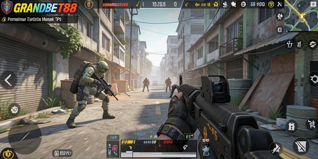 Skrin utama gameplay GRANDBET88 dengan aksi taktis yang mendebarkan.