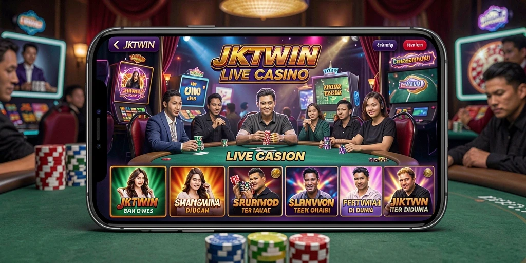 Tampilan interaktif permainan Live Casino di JKTWIN.