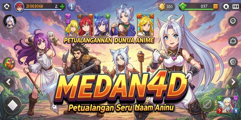 Tampilan gameplay menggambarkan karakter Anime yang beraksi dinamis.
