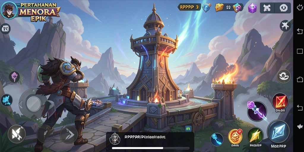 Screenshot RPRPRP menampilkan intensitas pertempuran Tower Defense yang menegangkan.