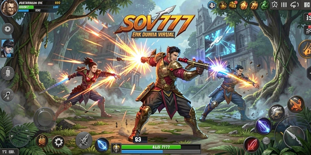 Screenshot menunjukkan aksi pertarungan intens di SOV777.