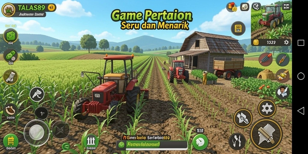 Screenshot menampilkan aktivitas pertanian yang seru dan interaktif.