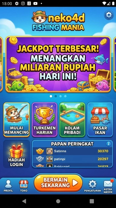 Tampilan antarmuka pengguna di aplikasi neko4d.